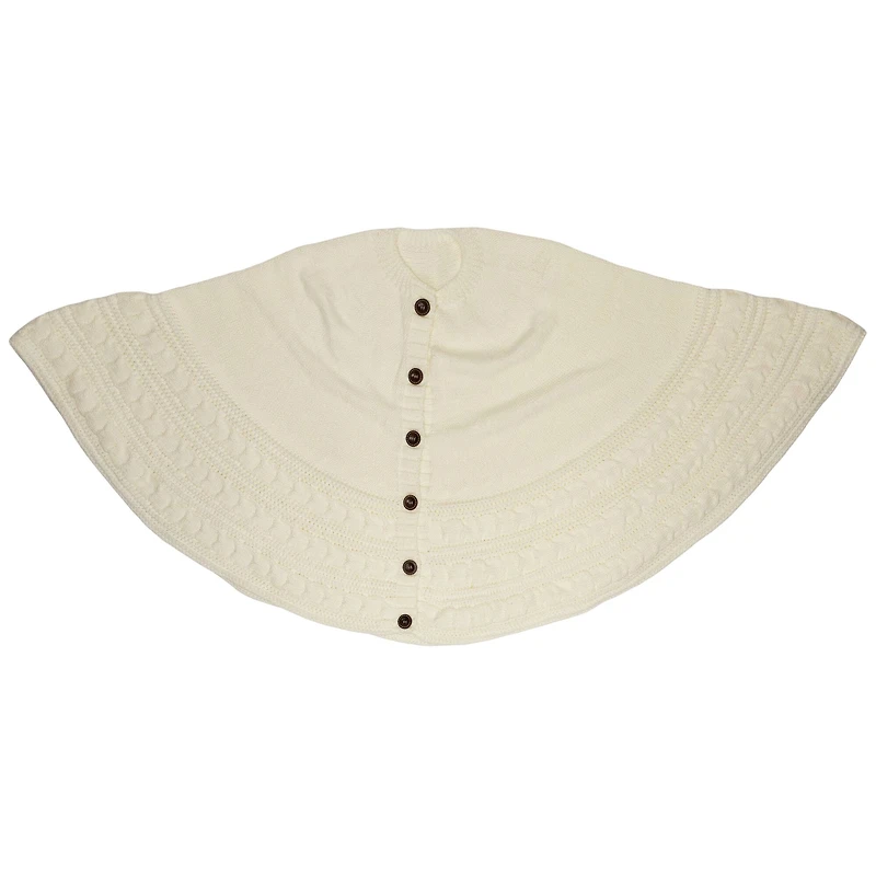 Knitted Sweater Tree Skirt with Buttons - 84“ - Cream