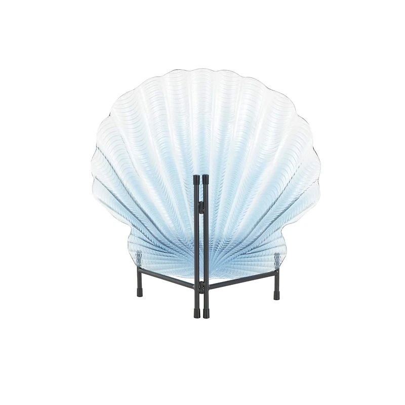19" Blue Ombre Glass Seashell Charger with Metal Stand