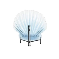 19" Blue Ombre Glass Seashell Charger with Metal Stand