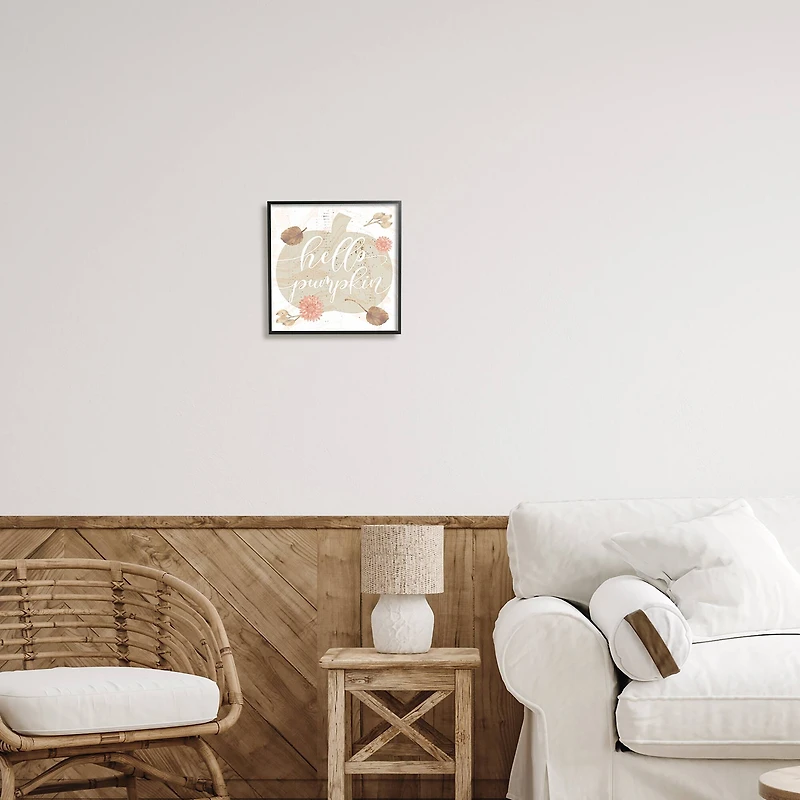 Stupell Industries Hello Pumpkin Autumn Harvest Framed Giclee Art