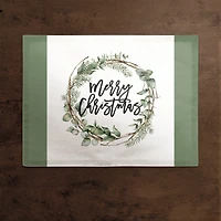 Merry Christmas Wreath Poly Twill Placemat