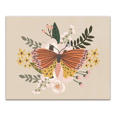 Folksy Flutter White 16" x 20" Canvas Wall Art