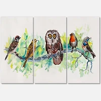 Designart - Owl On A Branch With Bird Friends