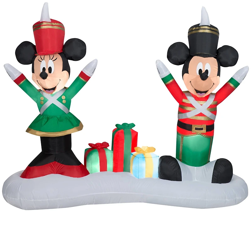 5.5ft. Airblown® Inflatable Christmas Mickey Mouse and Minnie Mouse as Toy Soldiers