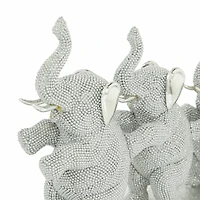 11" Silver Glam Elephants Sculpture