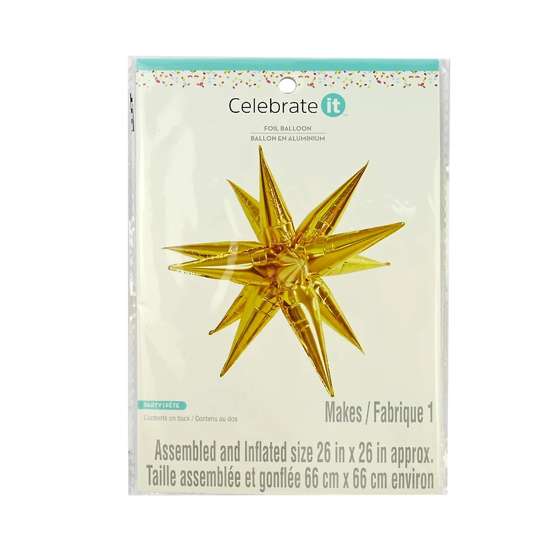 26" Gold Starburst Foil Balloon by Celebrate It™
