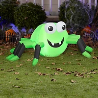 4ft. Airblown® Inflatable Halloween Green & Black Spider with LED Lights