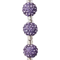 12 Pack: Lavender Rhinestone Studded Round Beads, 10mm by Bead Landing™