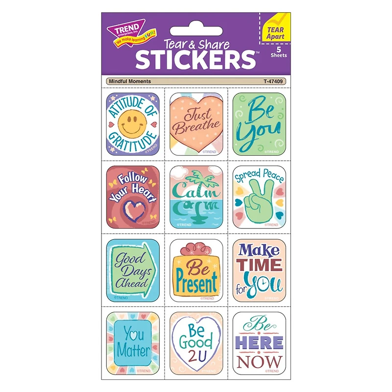 TREND Enterprises® Mindful Moments Tear & Share Stickers™, 6 Packs of 60
