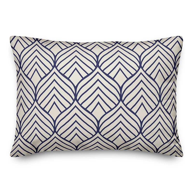 Navy Geo Leaf Pattern 14" x 20" Indoor / Outdoor Pillow