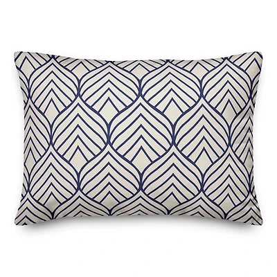 Navy Geo Leaf Pattern 14" x 20" Indoor / Outdoor Pillow