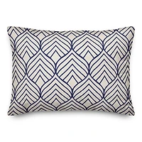 Navy Geo Leaf Pattern 14" x 20" Indoor / Outdoor Pillow
