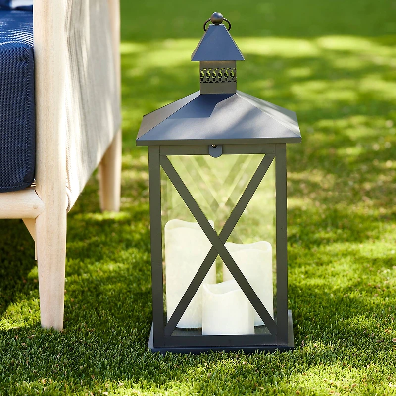 19" Black Lantern with 3 LED Candles by Ashland®