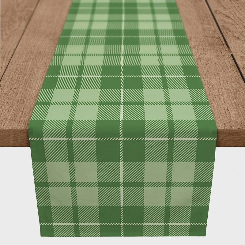 Green Plaid Outdoor Table Runner