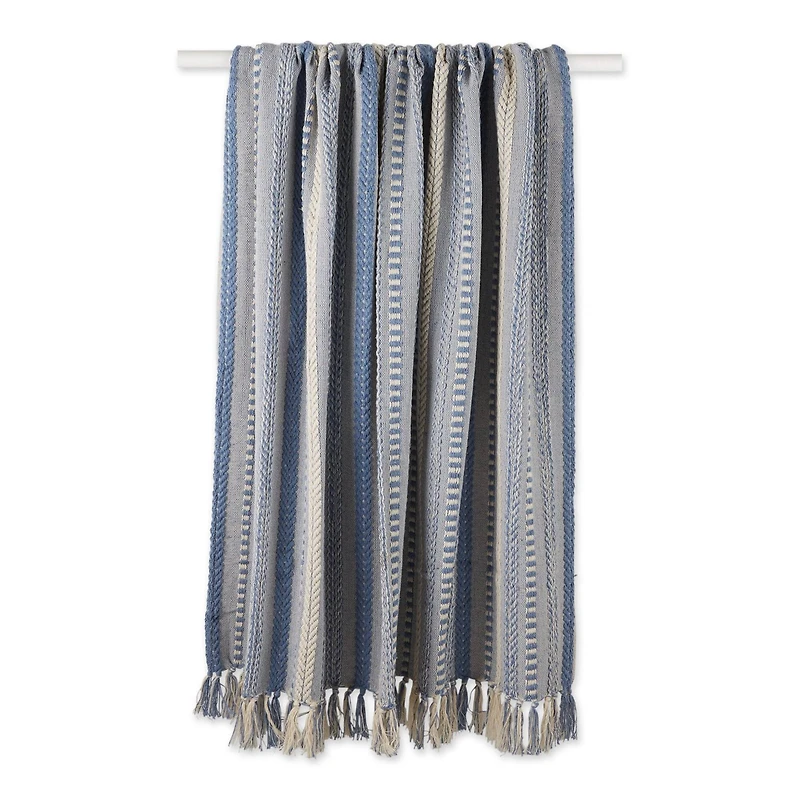 DII® Stonewash Blue Braided Stripe Throw