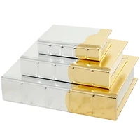 CosmoLiving by Cosmopolitan Silver Faux Leather Faux Book Box with Metallic Finish Set 