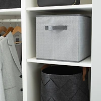 Simplify 12" Collapsible Herringbone Gray Storage Cube