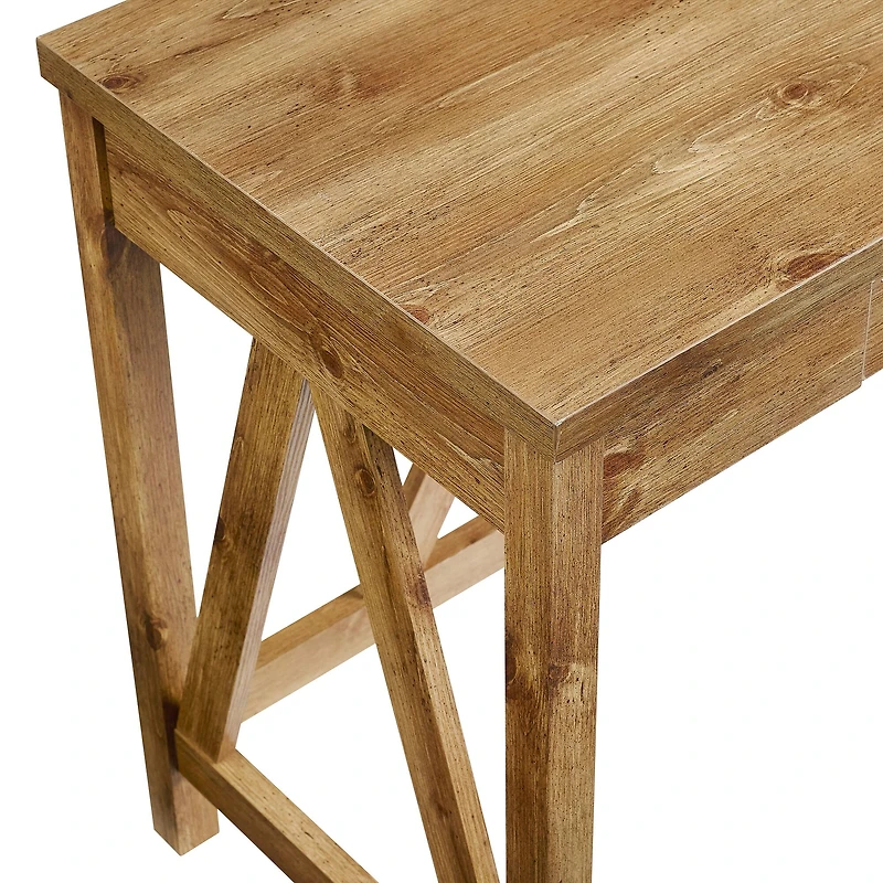 Walker Edison 46" Barnwood A Frame Wood Computer Desk with Drawer