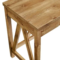 Walker Edison 46" Barnwood A Frame Wood Computer Desk with Drawer