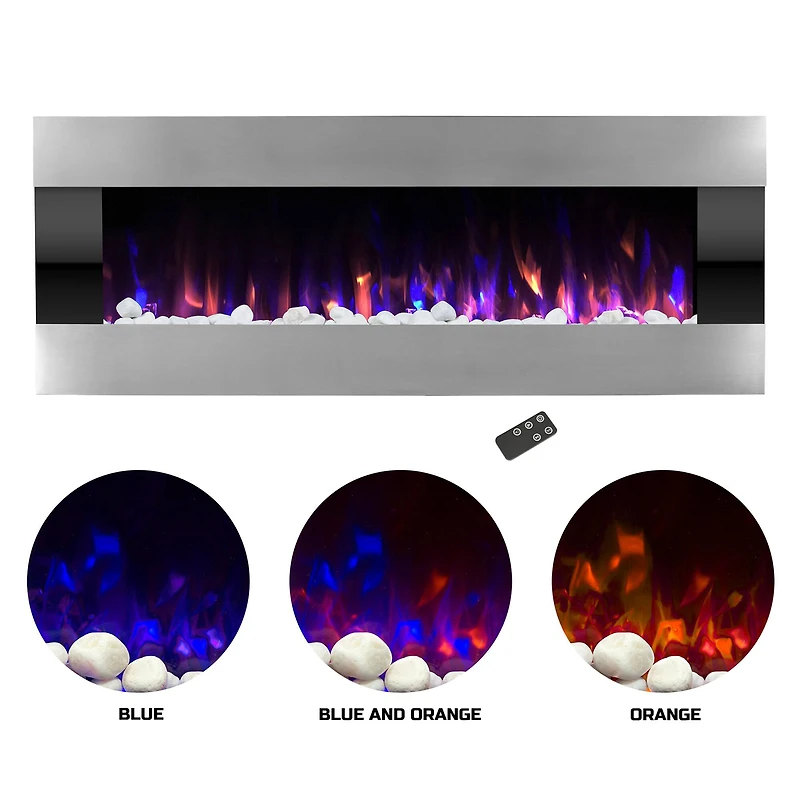 Hastings Home 54" Stainless Steel LED Fireplace