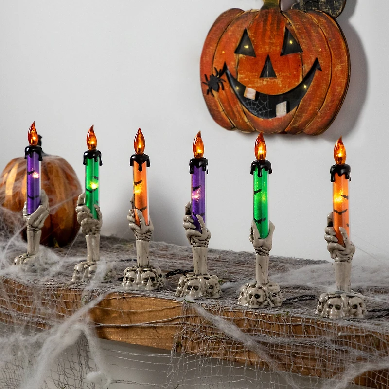 6ct. 8.5" LED Skeleton Halloween Candle Décor