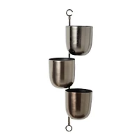 The Novogratz 25" Dark Silver Metal Contemporary 3-Pot Hanging Planter