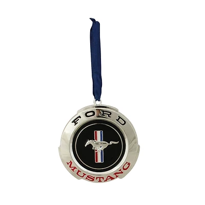 Silver Plated Ford Mustang GT Christmas Ornament