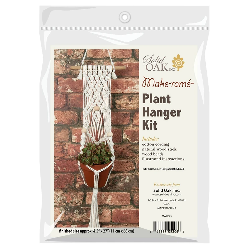 Solid Oak Make-Rame™ Three Beads Macramé Plant Hanger Kit