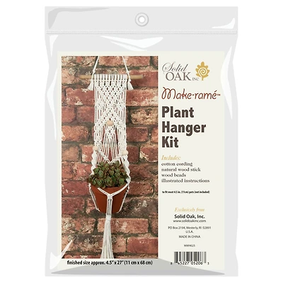 Solid Oak Make-Rame™ Three Beads Macramé Plant Hanger Kit