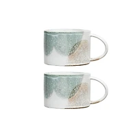 Hello Honey® 16oz. White & Green Serenity Duo Stoneware Mugs, 2ct.