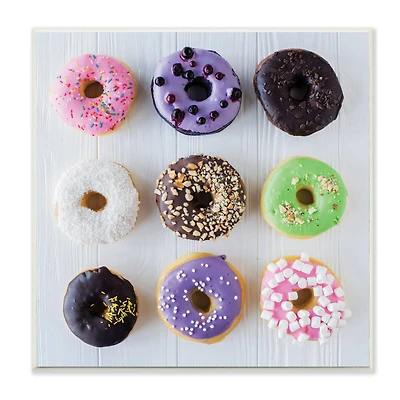 Stupell Industries Colorful Donut Grid Wooden Wall Plaque