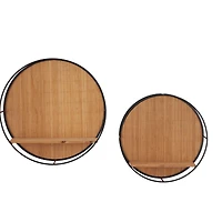 Brown Bamboo Modern Wall Shelf, Set of 2 19", 16"