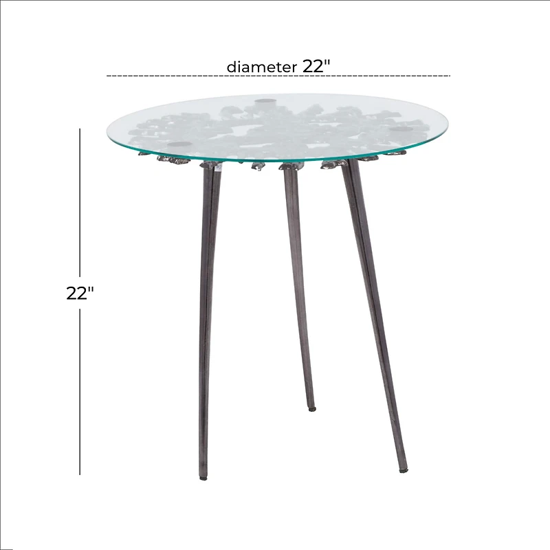 Black Aluminum Modern Accent Table, 22" x 22" x 22"