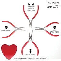 The Beadsmith® 4 Piece Pliers Set in Heart Case