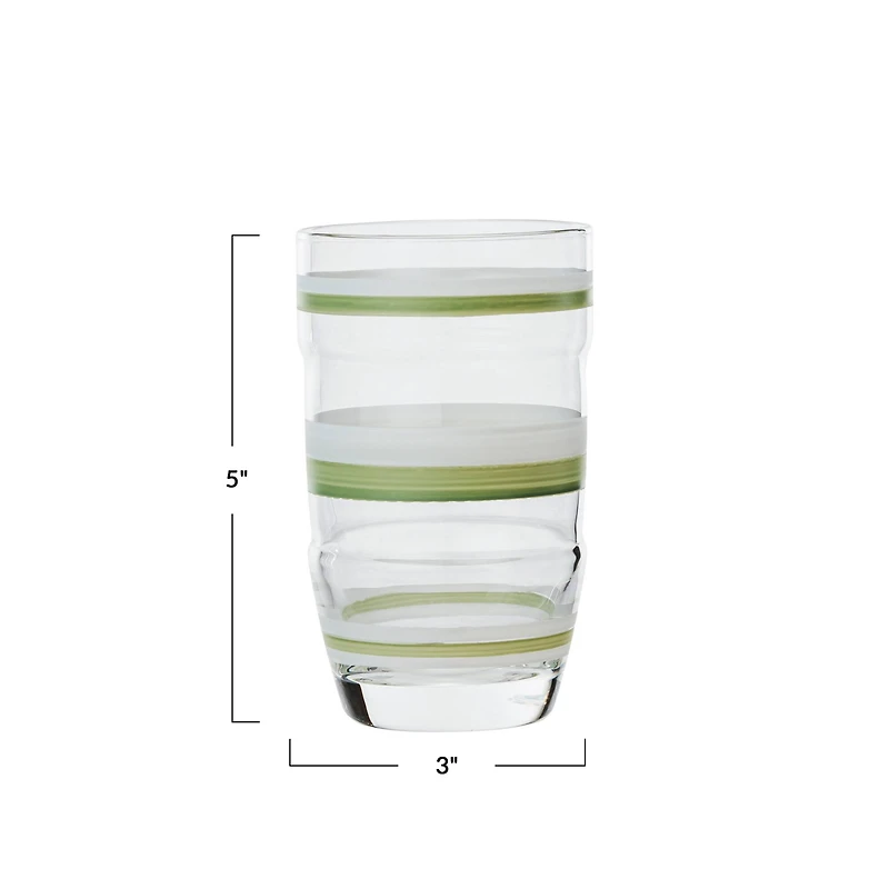 Hello Honey® 5" Green & White Striped Drinking Glass, 4ct.