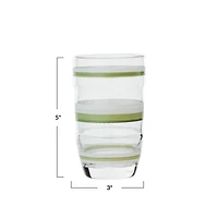 Hello Honey® 5" Green & White Striped Drinking Glass, 4ct.