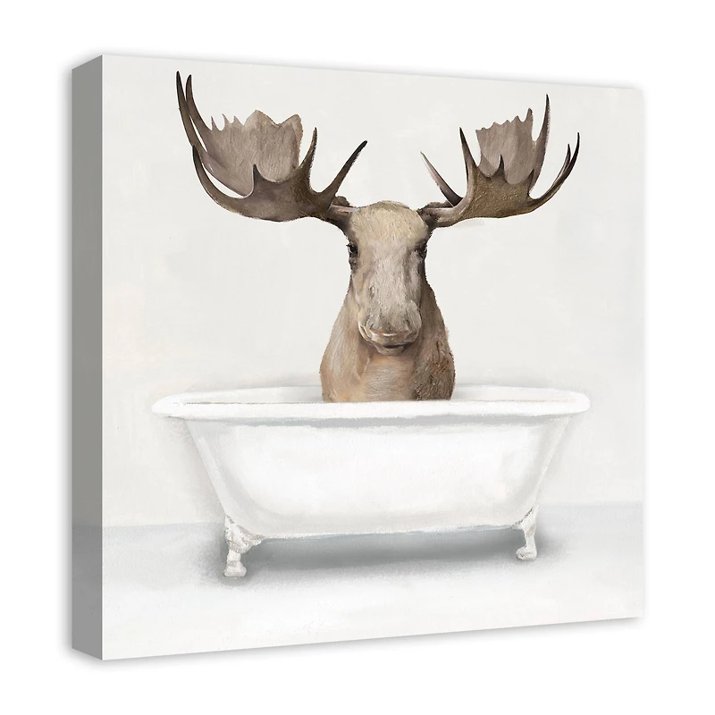 Moose In The Tub 20" x 20" Canvas Wall Art