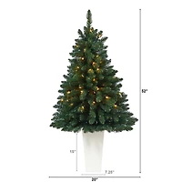 4.5ft. Pre-Lit Northern Rocky Spruce Artificial Christmas Tree in Tower Planter, Clear Lights