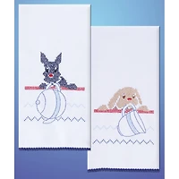Tobin Dogs Stamped For Embroidery Kitchen Towels
