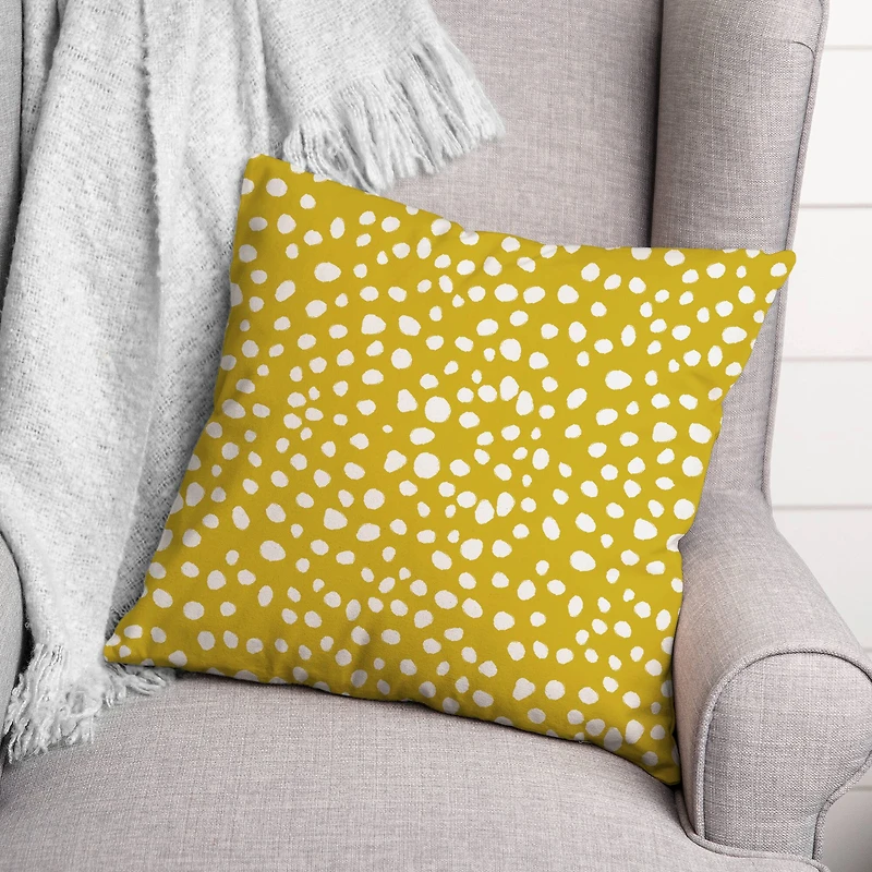 Yellow Painted Spots 18" x 18" Throw Pillow