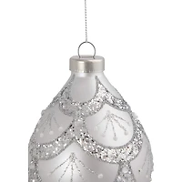 5" Glittered Silver Glass Finial Christmas Ornament
