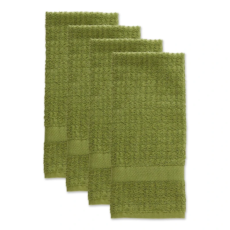 DII® Solid Antique Green Waffle Terry Dish Towels, 4ct.