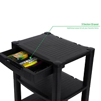 Mind Reader 34.7" Black 4-Shelf Printer Cart Stand with Wheels