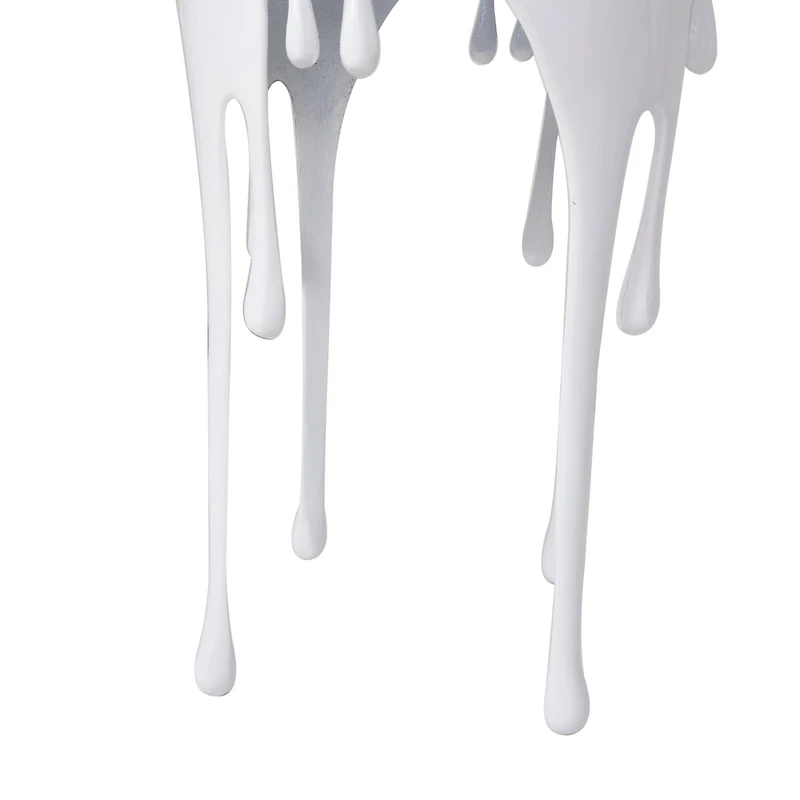 White Aluminum Drip Accent Table with Melting Designed Body