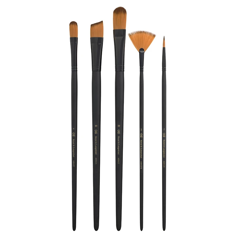 Royal & Langnickel® Essentials™ Acrylic Gold Taklon 5 Piece Brush Set