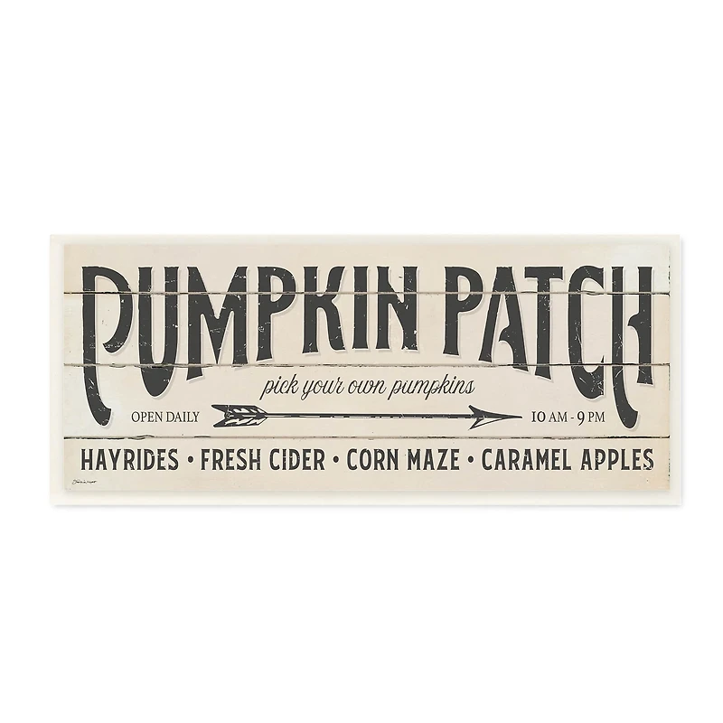 Stupell Industries Pumpkin Patch Fall Autumn Seasonal Word Design,7" x 17"