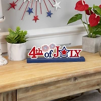 11.5" Fireworks 4th of July Patriotic Metal Tabletop Sign