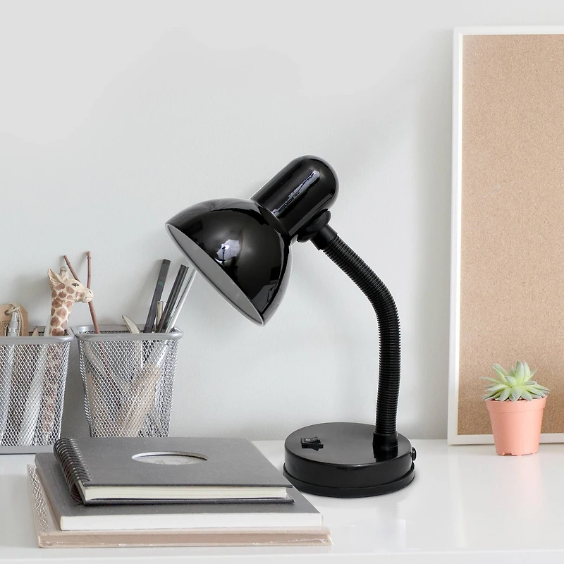 Simple Designs 14.5" Basic Metal Desk Lamp with Flexible Hose Neck