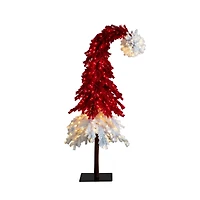 7ft. Pre-Lit Red & White Santa’s Hat Artificial Christmas Tree, Red & White LED Light
