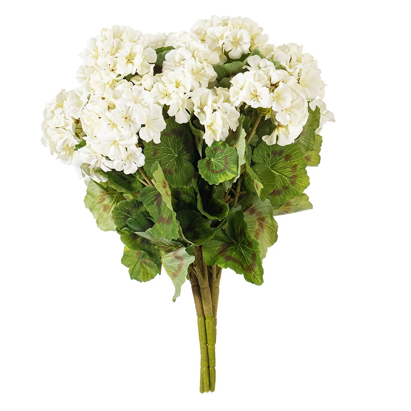 18" White Artificial Geranium Bush, 4ct.